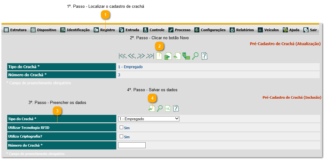 1.19. Como registrar novo crachá