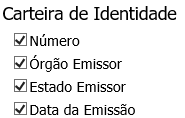 15. 15º. Passo - Selecionar os dados de Carteira de Identidade