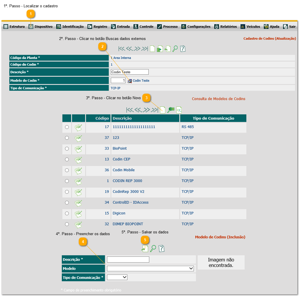 3.2. Como cadastrar modelo de codin ou modelos de equipamentos terceiros