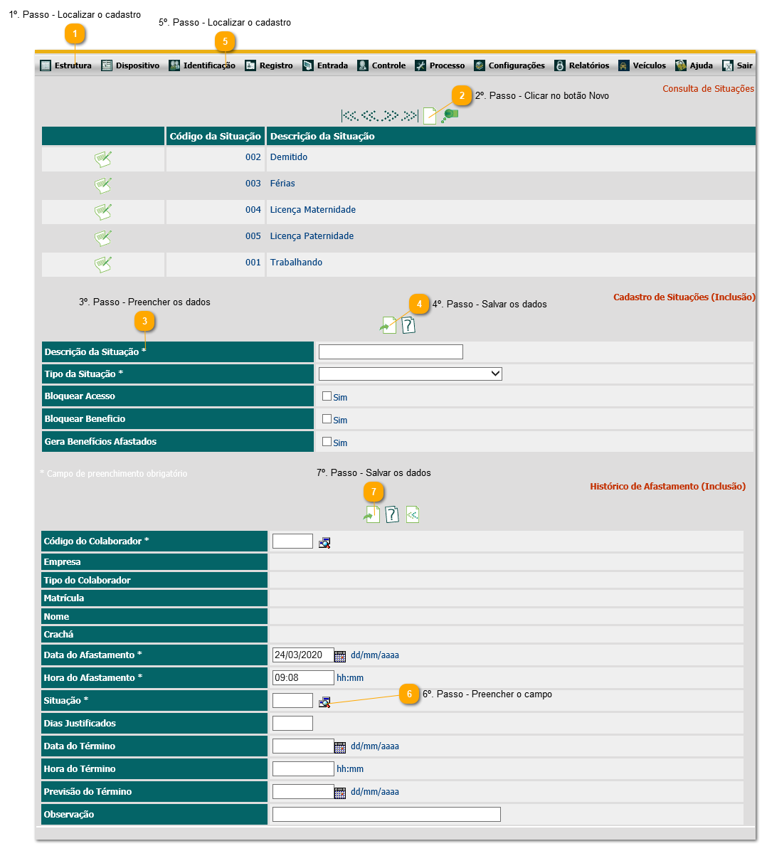 4.7. Como configurar afastamento