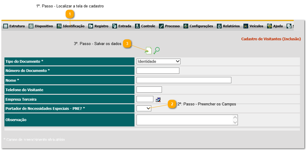 6.7. Como definir de controle de visitas especiais