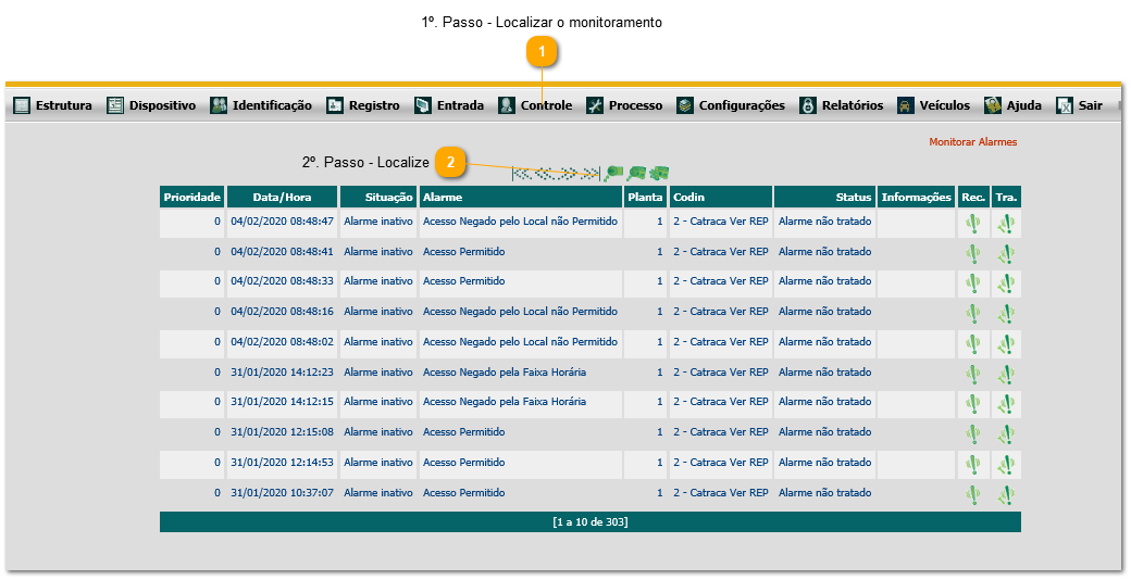 7.1. Como monitorar um alarme