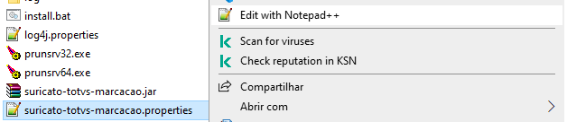 2. 2º. Passo - Localize no .properties e abra como editor de texto