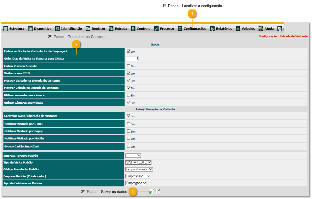 2.4. Como configurar padrão de visita