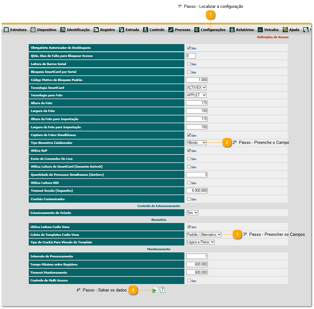 2.6. Como configurar tipo de biometria