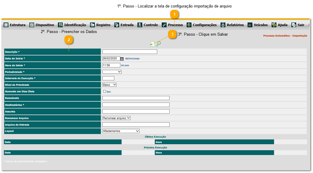 3.26. Como realizar configuração importação de arquivo