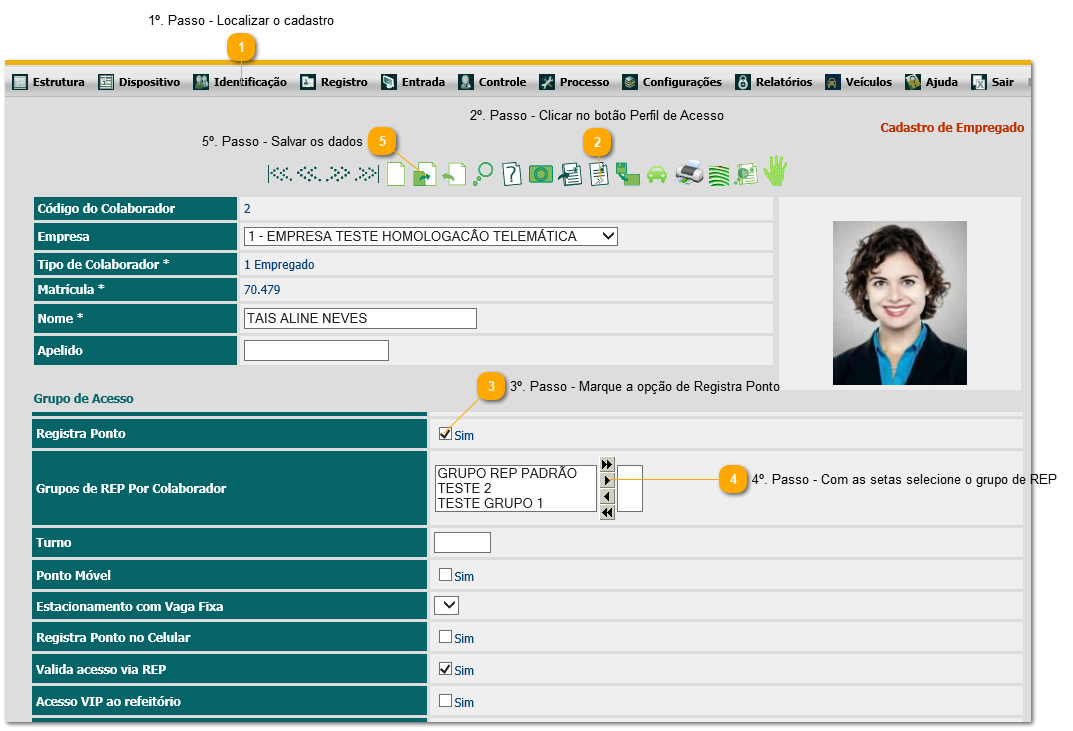 4.2. Como realizar controle de entrada e saída para grupo de REP