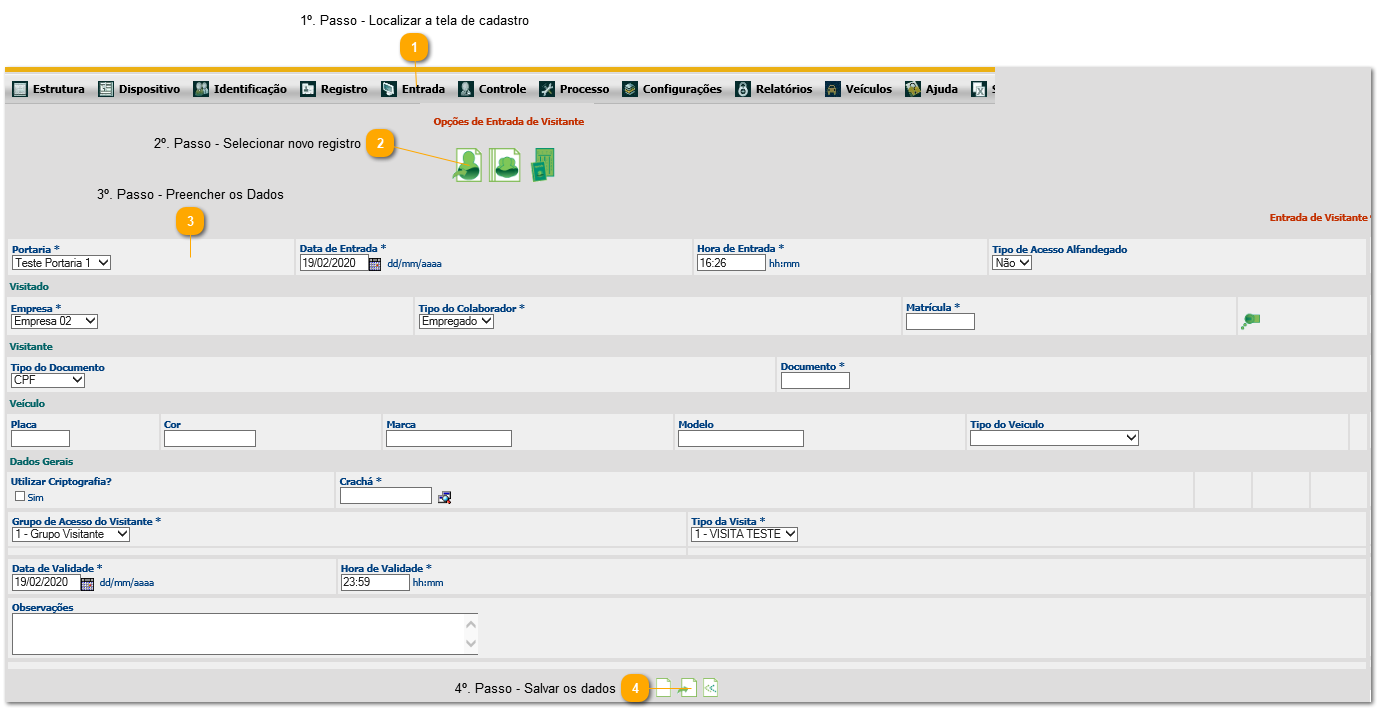 6.3. Como registrar entrada de visitantes